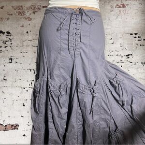 Cordelia Cargo Ruffle Maxi Skirt Purple Grey Cotton Gorpcore Fairy Y2K Boho